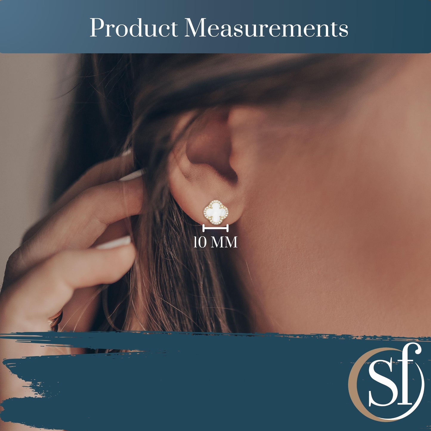 4 Leaf Charm CZ Halo Stud Earrings