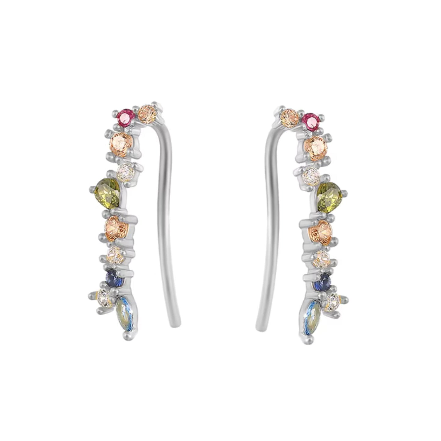 Multicolor CZ Crystal Ear Crawlers