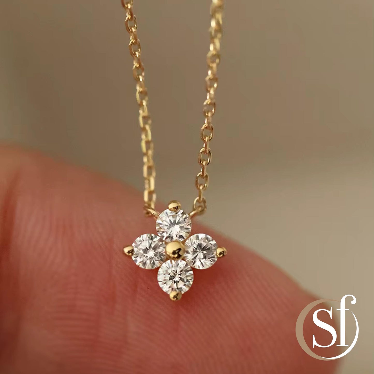 Danity 4 Leaf Charm CZ Necklace
