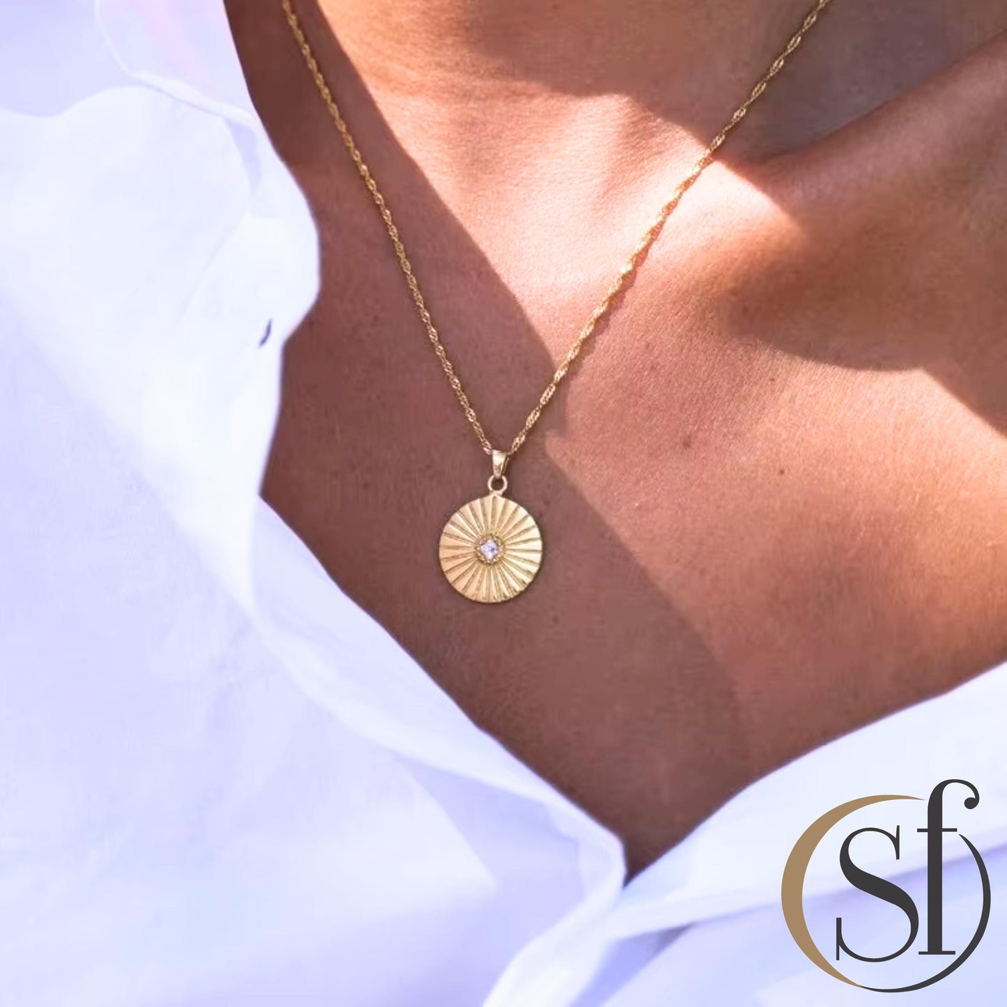 Sunbeam Coin Pendant Necklace