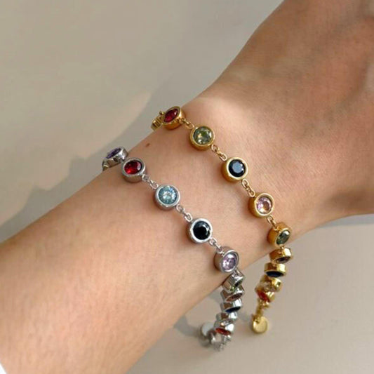 Eras Inspired Bezel Colored 7A CZ Stone Bracelet