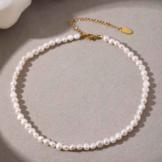 Baroque Pearl Necklace with Gold Butterfly Clasp