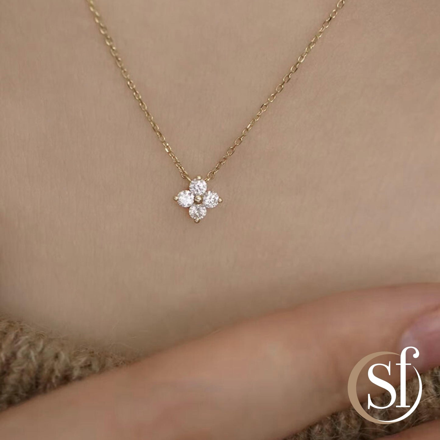 Danity 4 Leaf Charm CZ Necklace