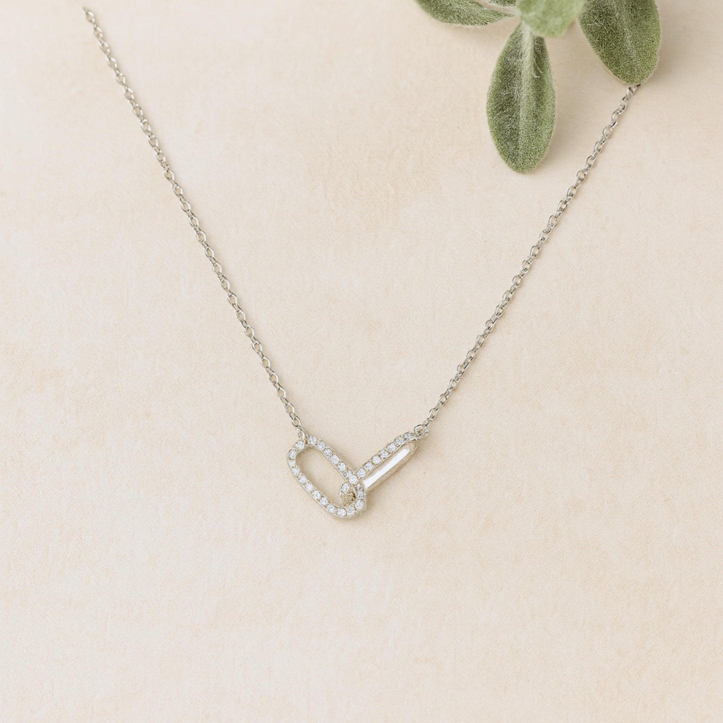 Interlocking Pave Link Cable Necklace