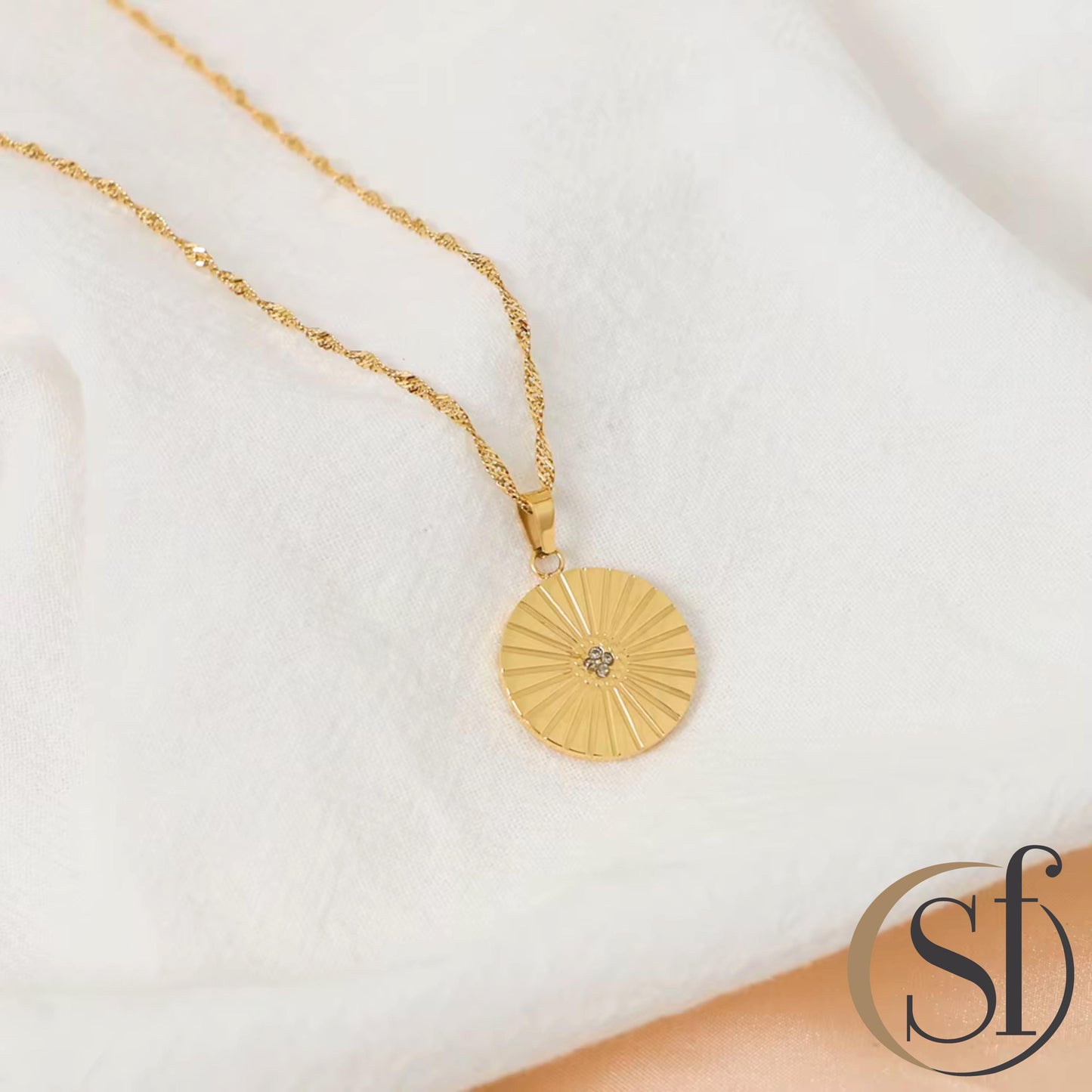 Sunbeam Coin Pendant Necklace