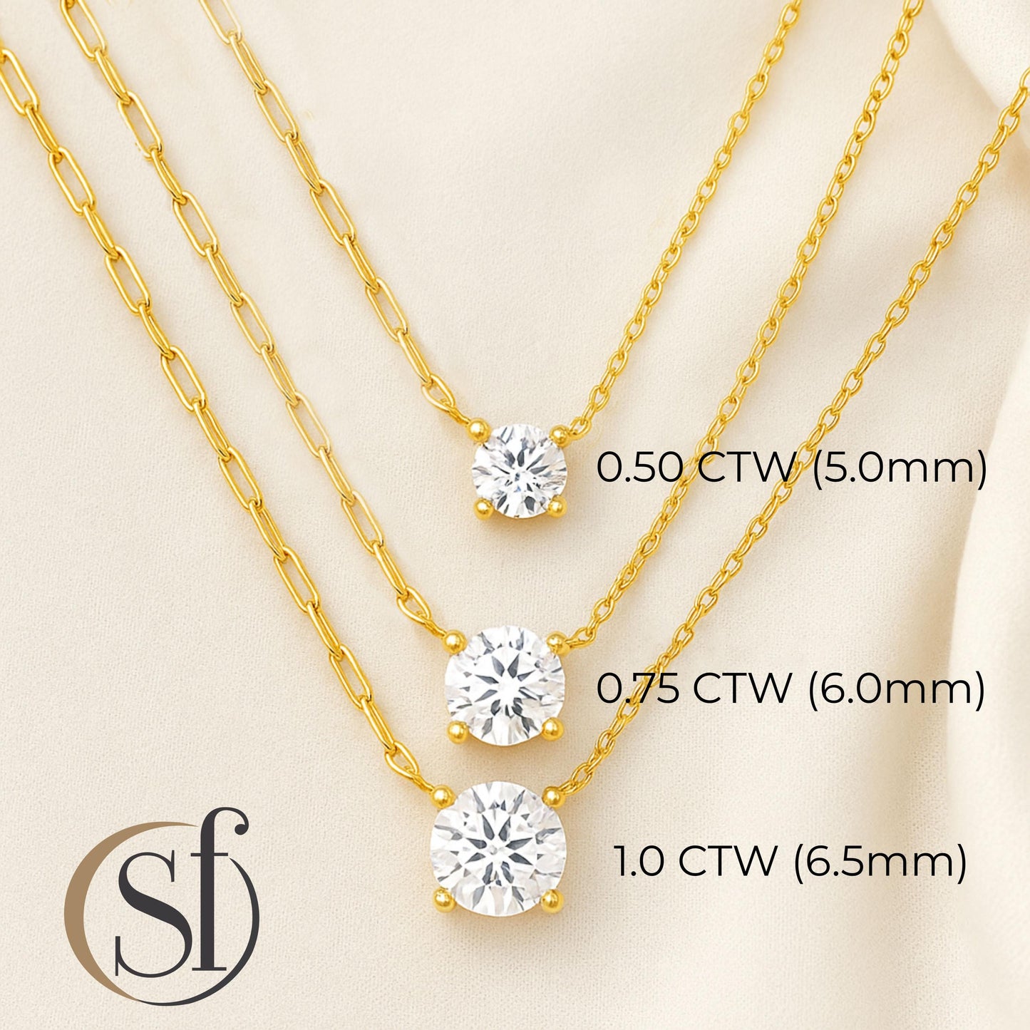 Half and Half Round CZ Pendant Necklace