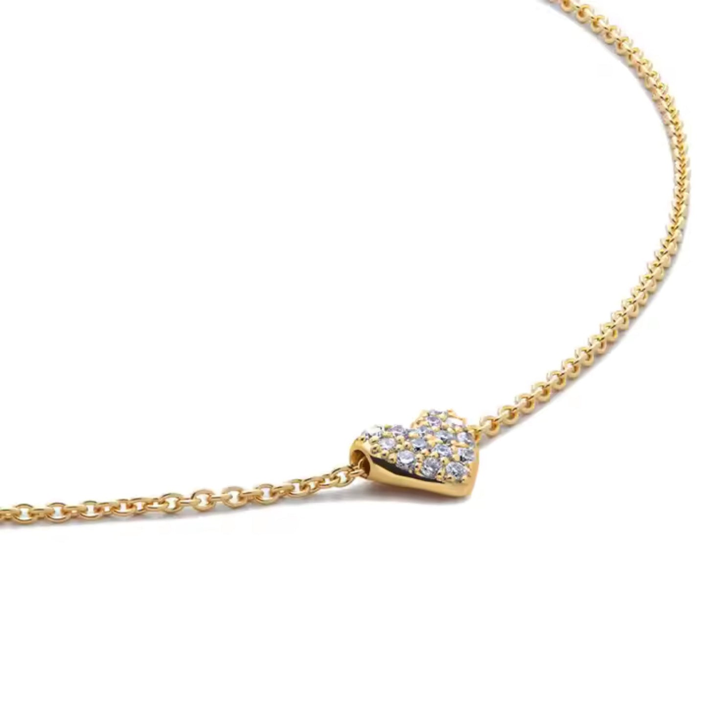 Dainty Pavé CZ Heart Necklace