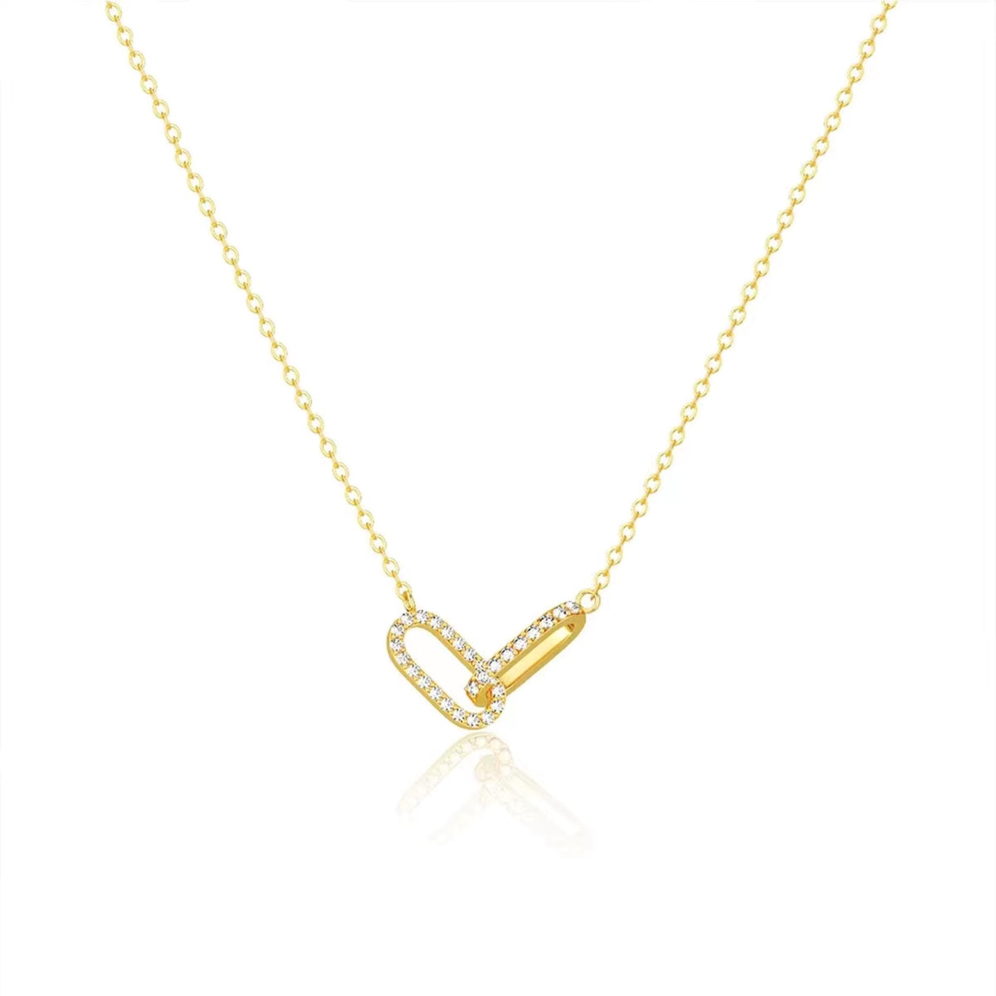 Interlocking Pave Link Cable Necklace