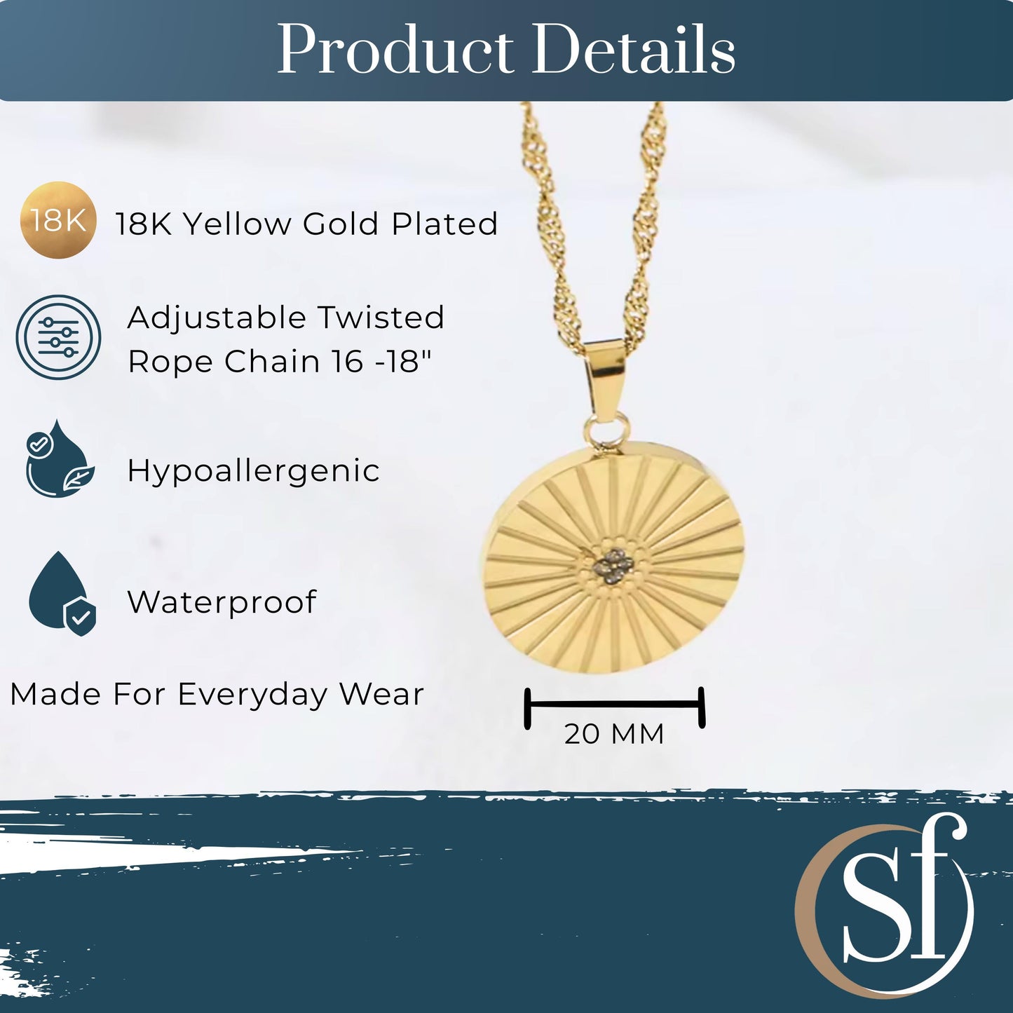 Sunbeam Coin Pendant Necklace