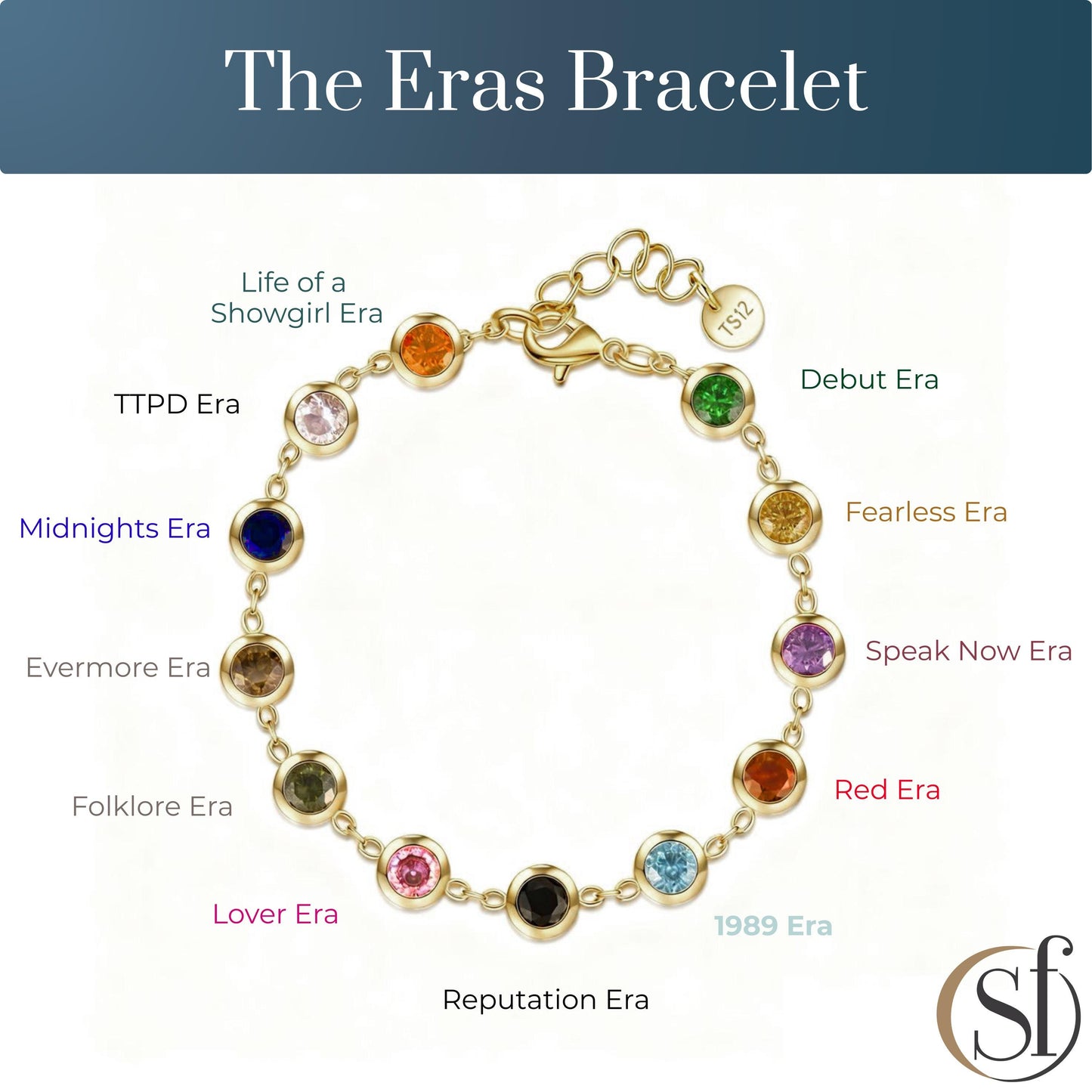 Eras Inspired Bezel Colored 7A CZ Stone Bracelet