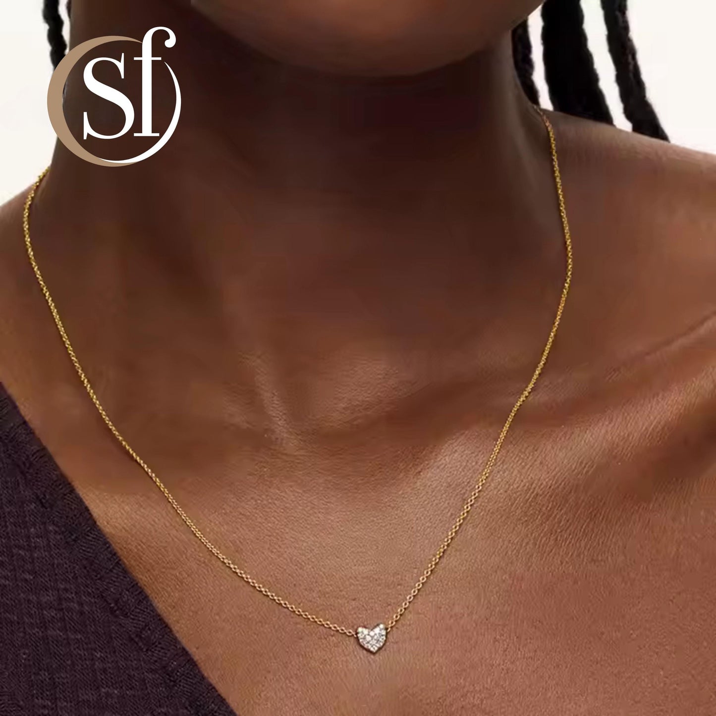 Dainty Pavé CZ Heart Necklace