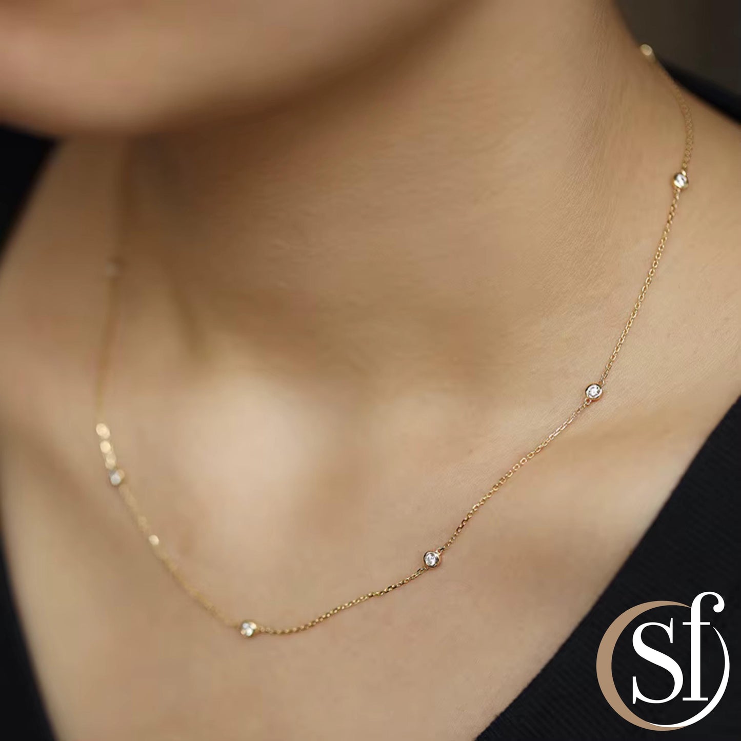 Bezel CZ 4mm Station Necklace