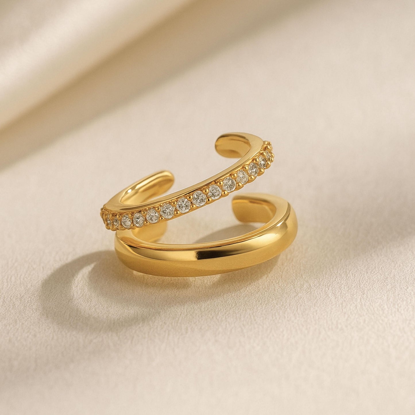 Double Hoop CZ Pave Left Ear Cuff