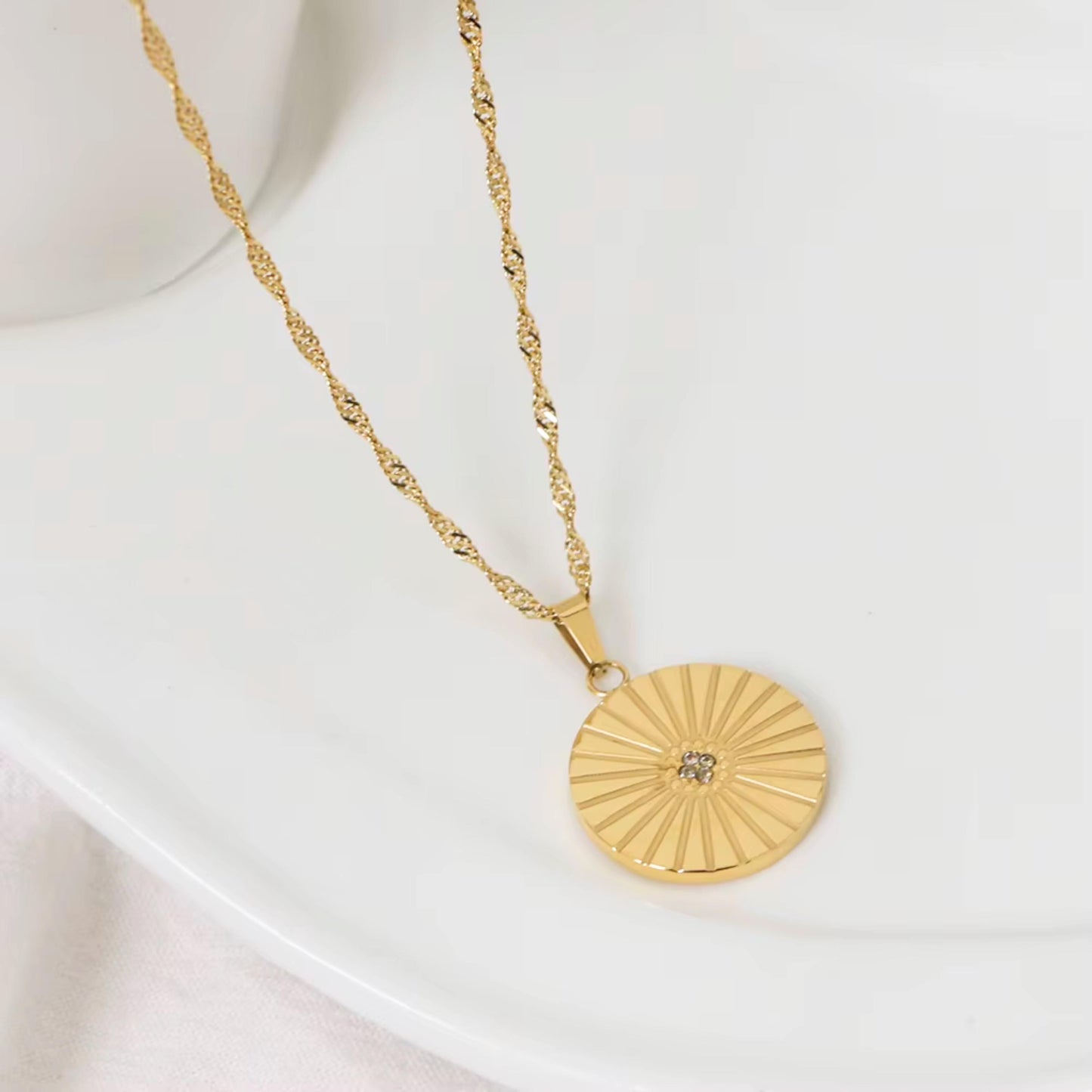 Sunbeam Coin Pendant Necklace
