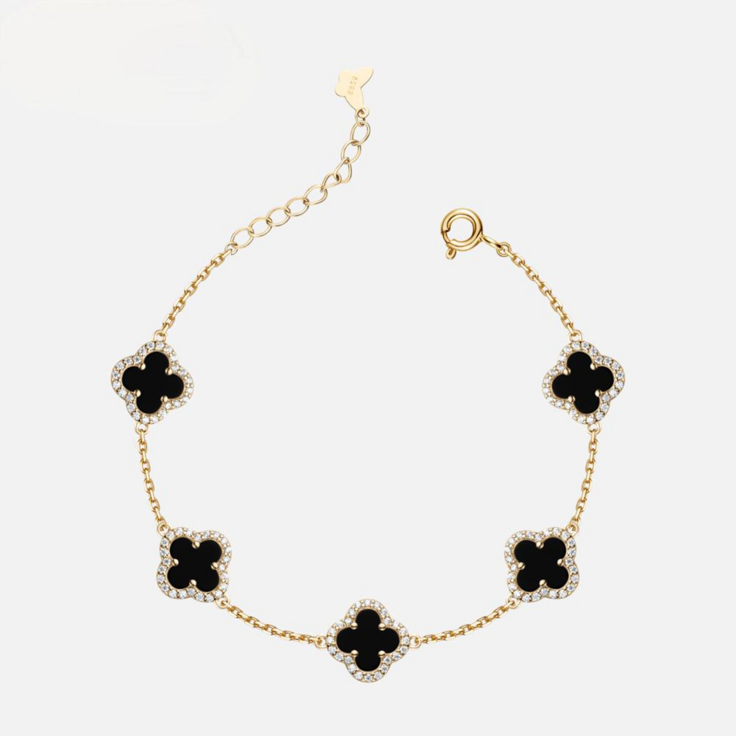 4 Leaf Charm CZ Halo Bracelet
