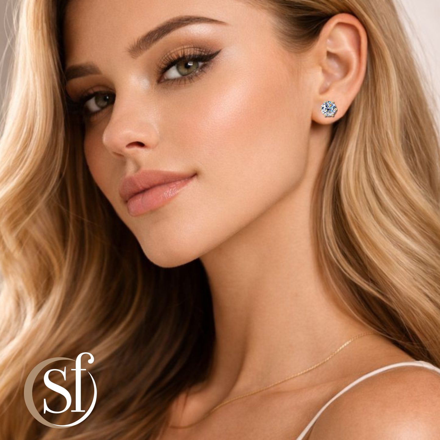 Round Cut Soliatire Moissanite Studs Earrings