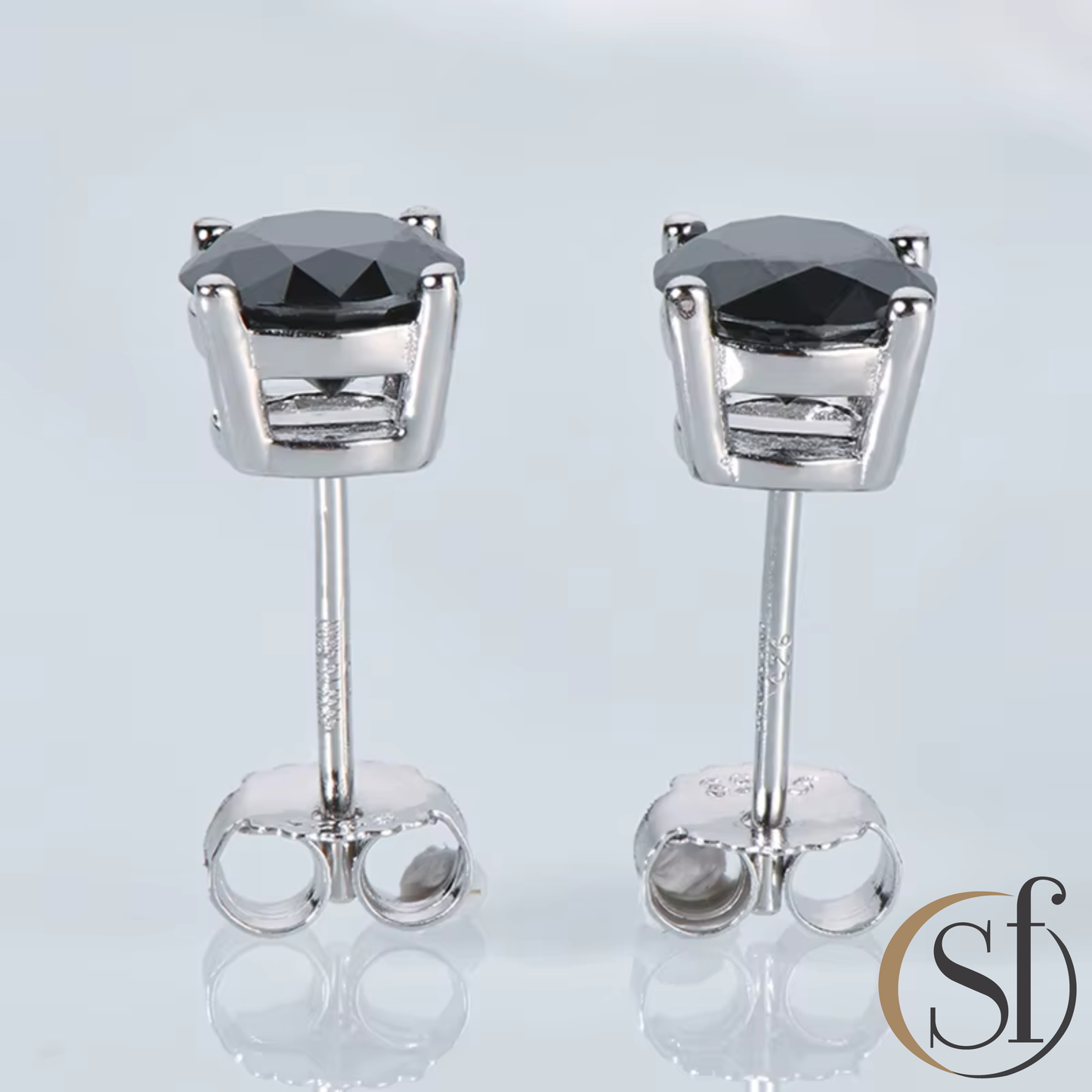 Round Black Moissanite Stud Earrings