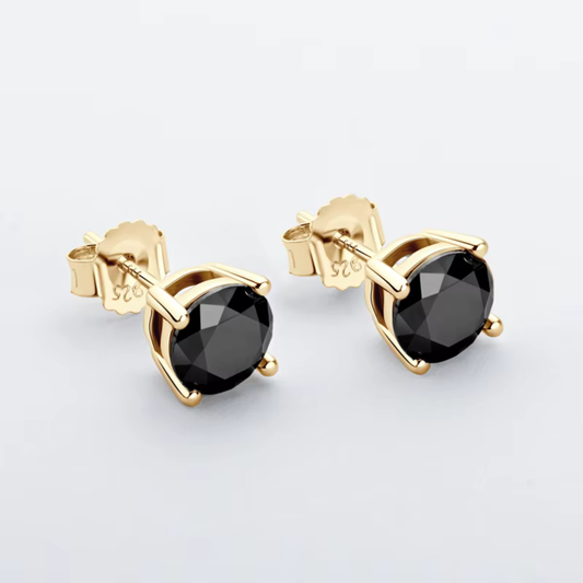Round Black Moissanite Stud Earrings