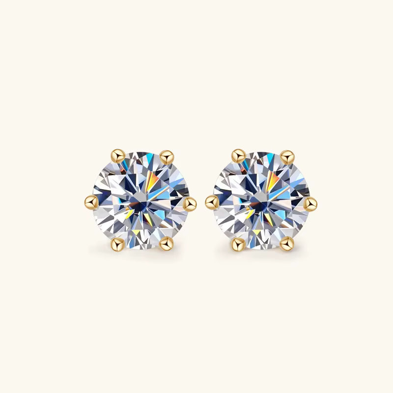 Round Cut Soliatire Moissanite Studs Earrings