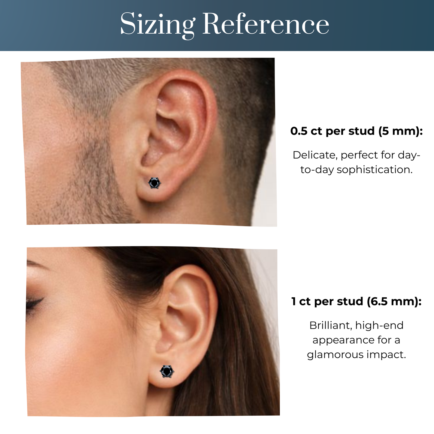 Round Black on Black Moissanite Stud Earrings