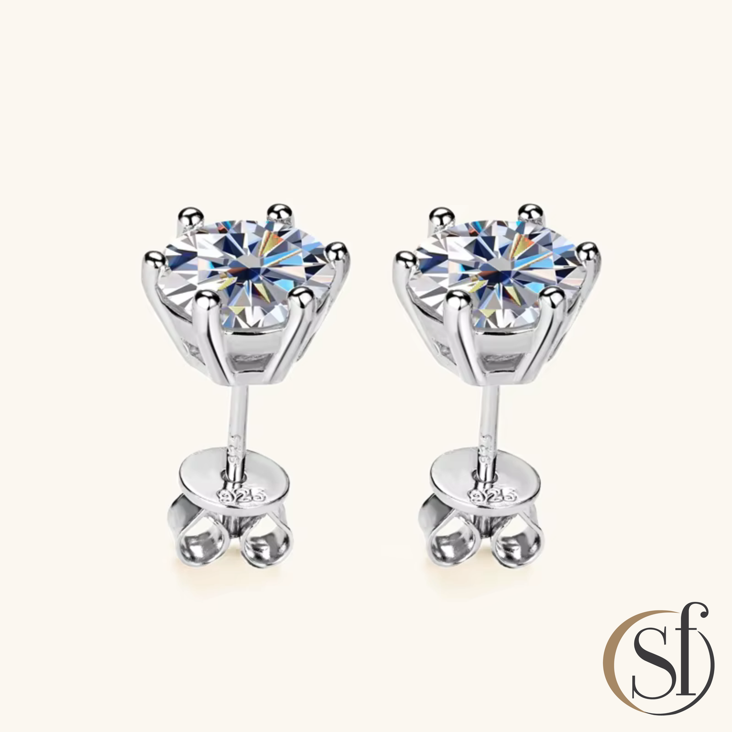 Round Cut Soliatire Moissanite Studs Earrings
