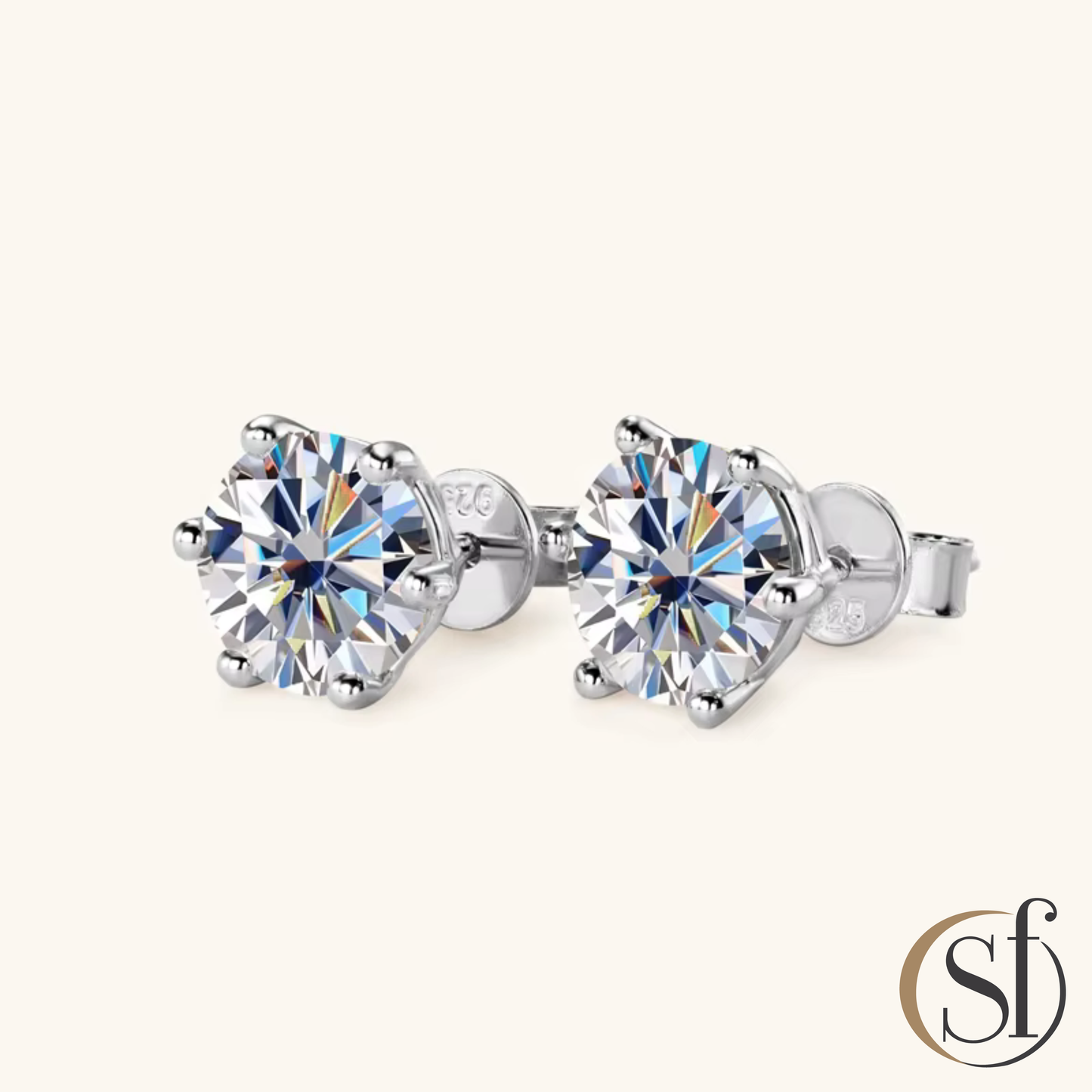 Round Cut Soliatire Moissanite Studs Earrings