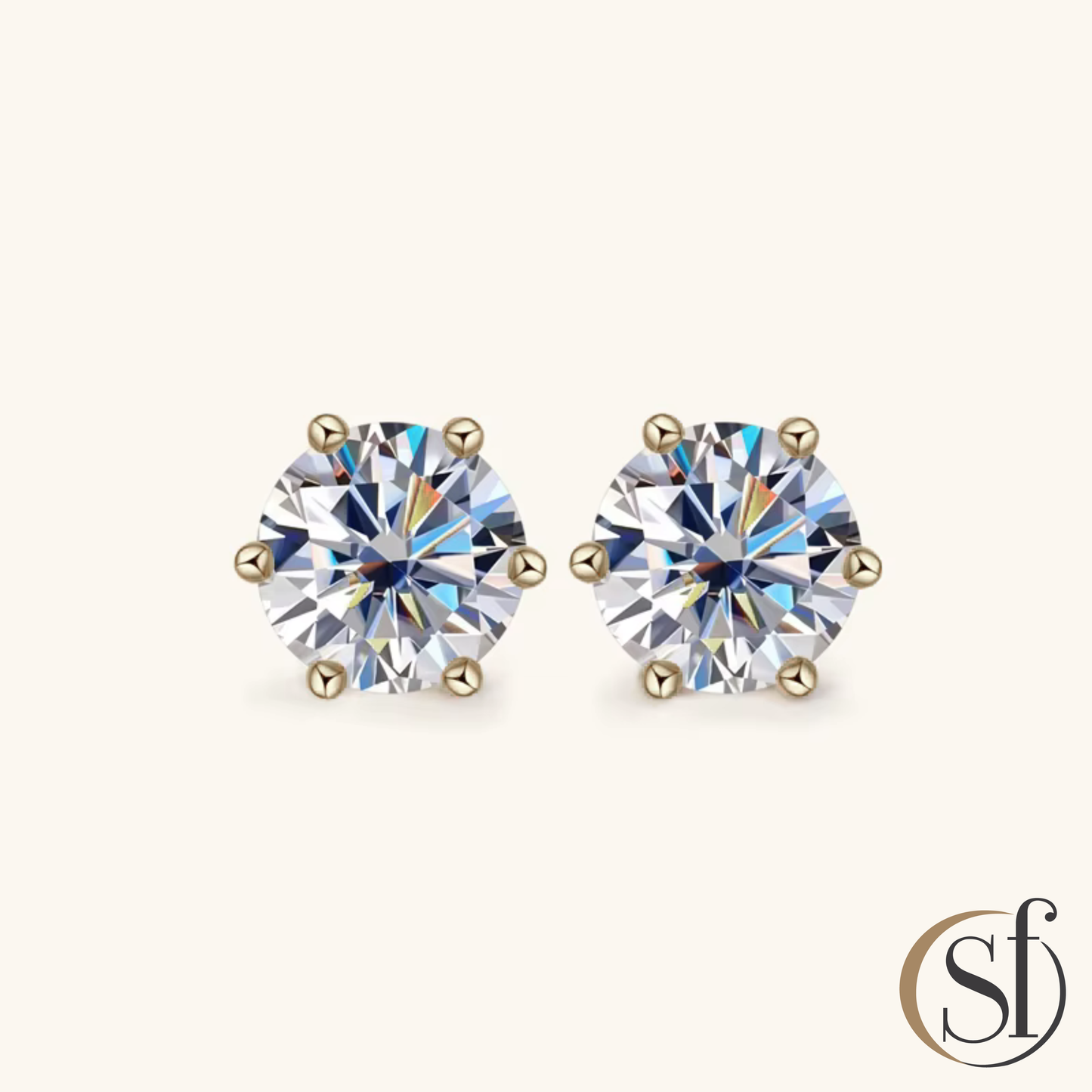 Round Cut Soliatire Moissanite Studs Earrings