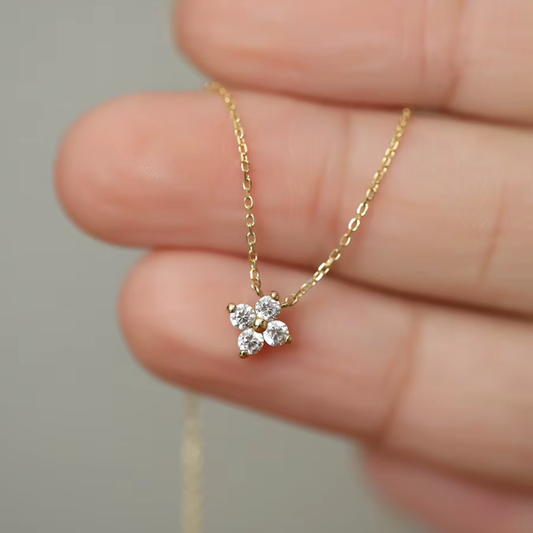 Danity 4 Leaf Charm CZ Necklace