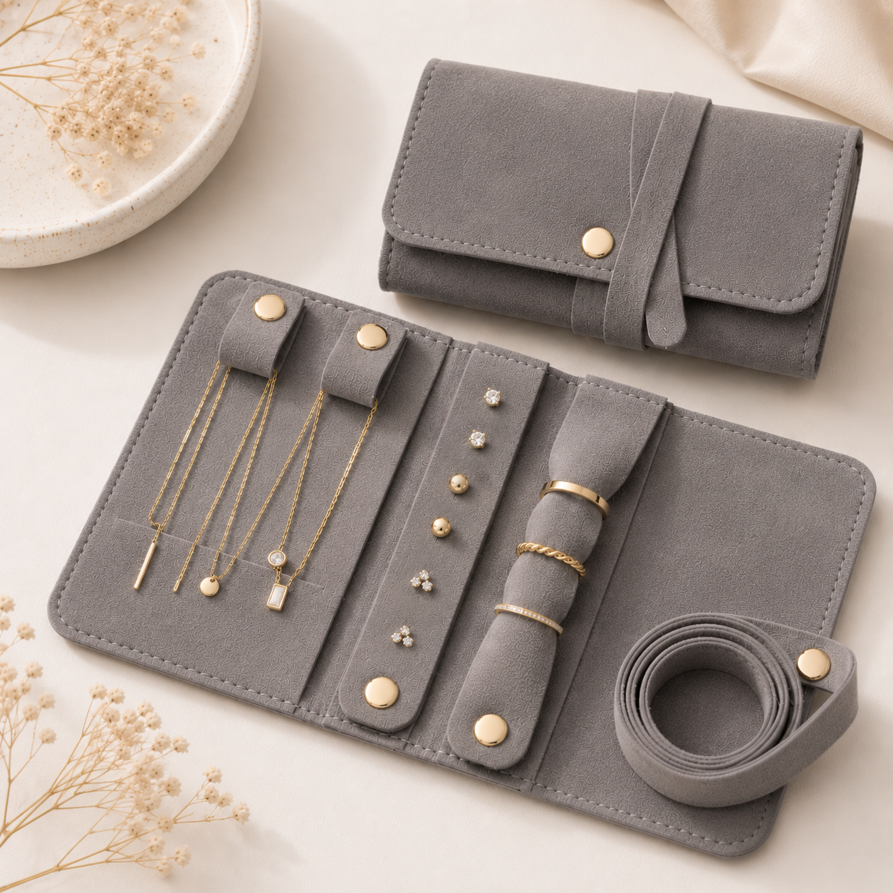 Travel Jewelry Roll Organizer