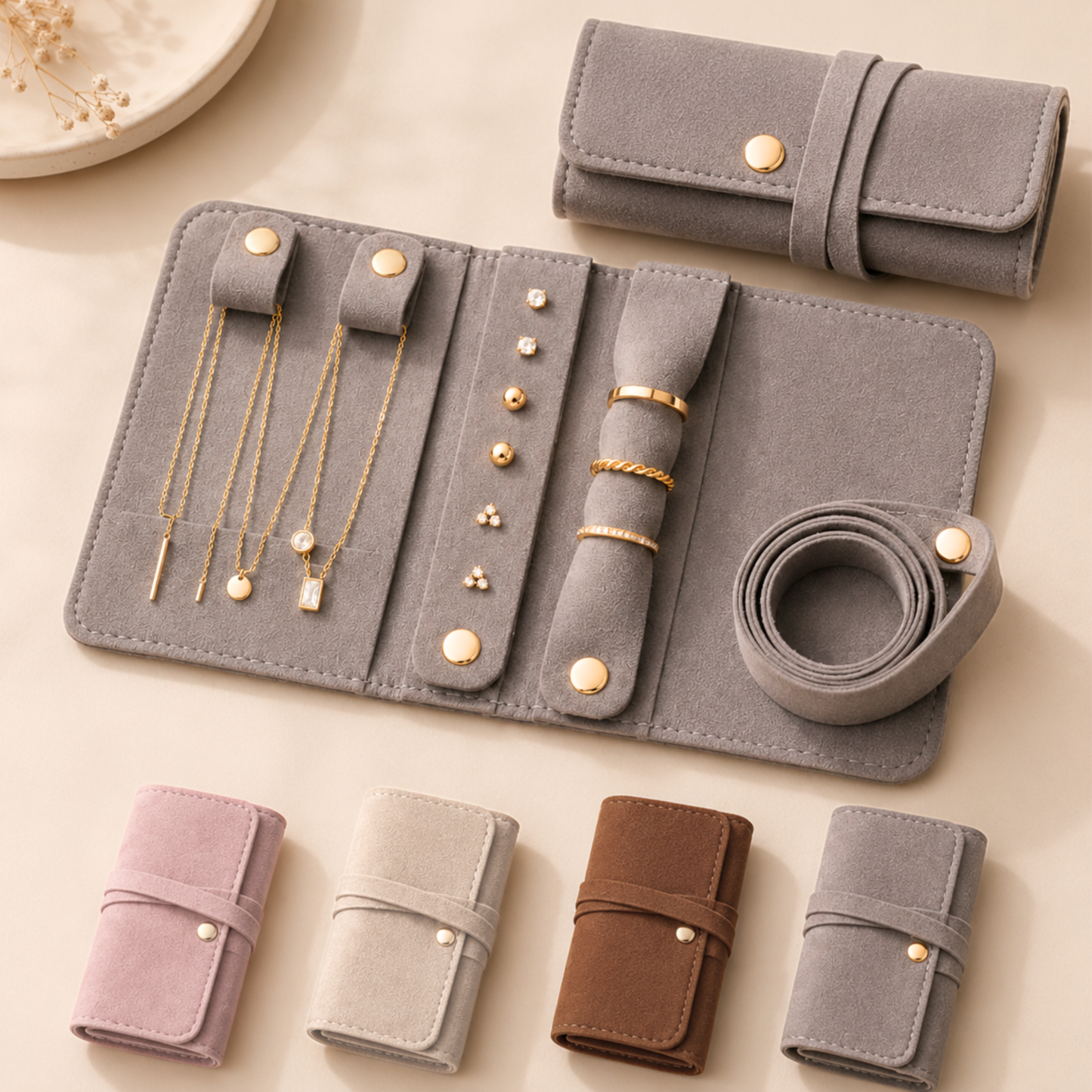 Travel Jewelry Roll Organizer