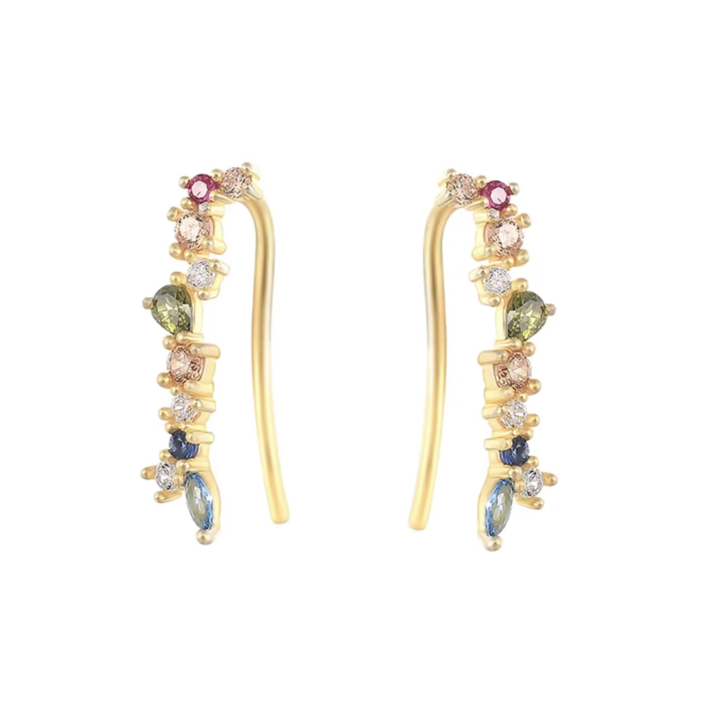 Multicolor CZ Crystal Ear Crawlers