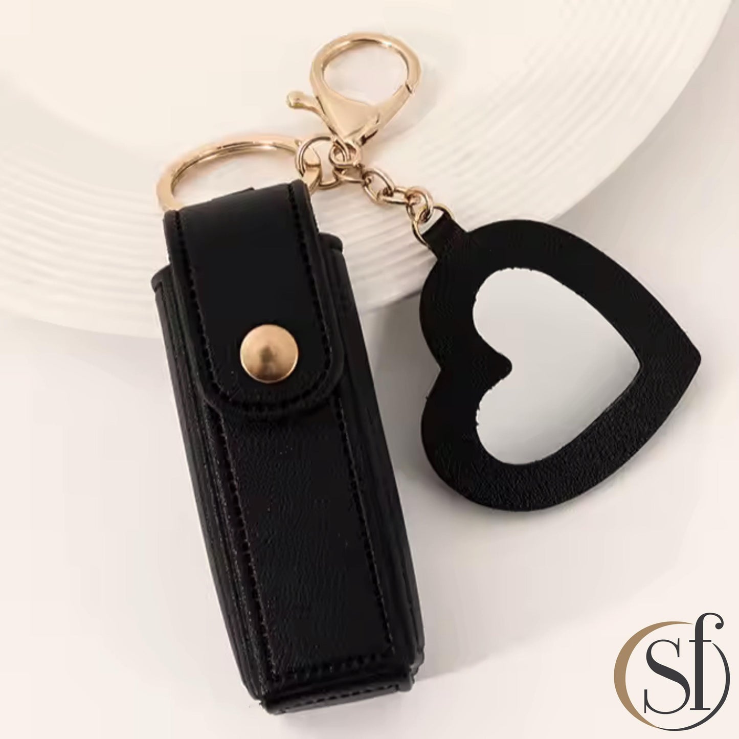 Mini Faux Leather Lipstick Pouch Keychain