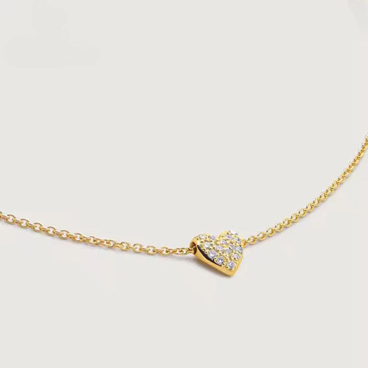 Dainty Pavé CZ Heart Necklace