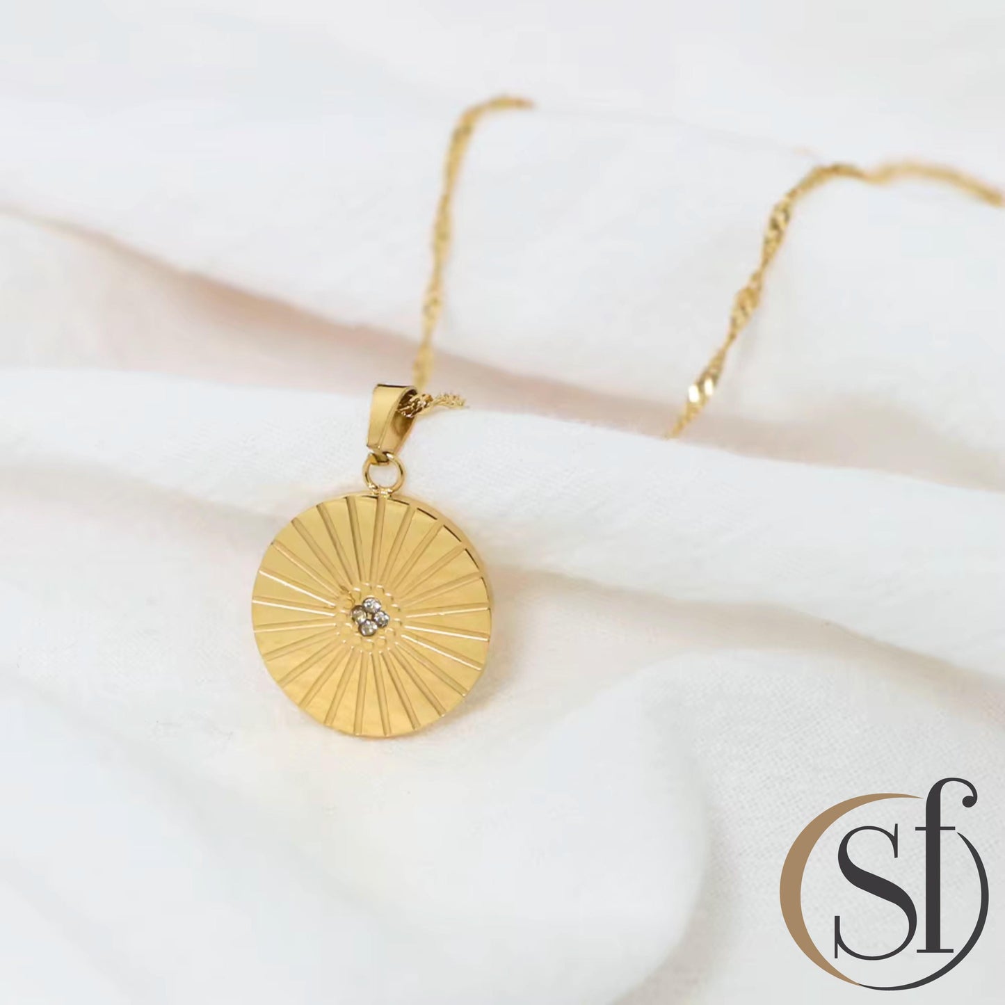 Sunbeam Coin Pendant Necklace