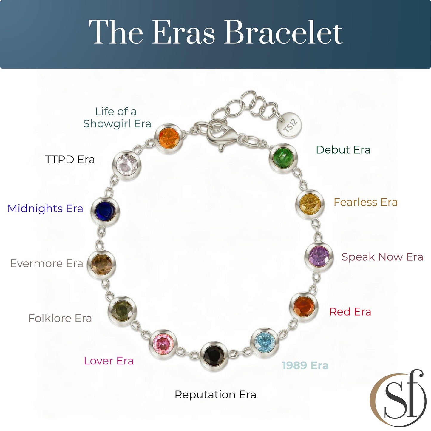 Eras Inspired Bezel Colored 7A CZ Stone Bracelet