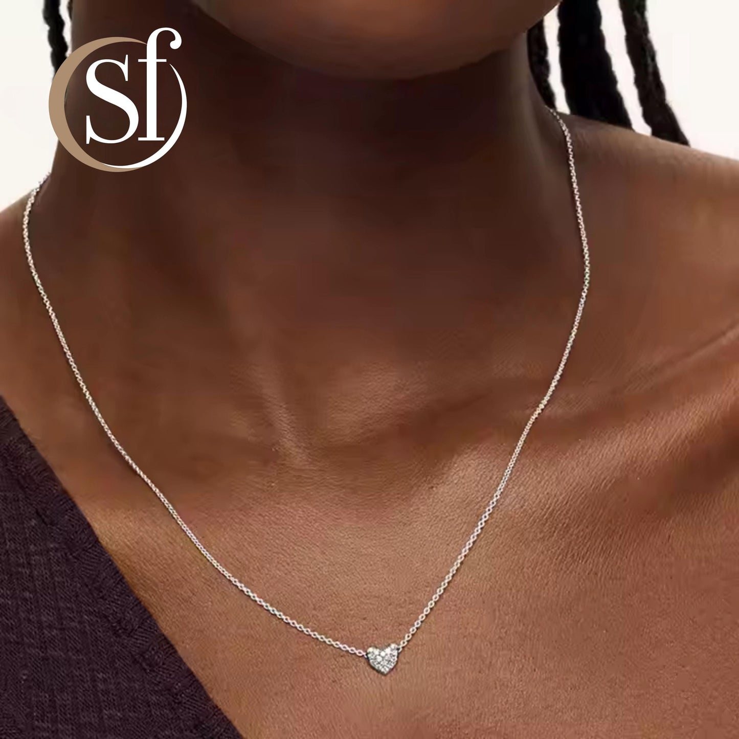 Dainty Pavé CZ Heart Necklace