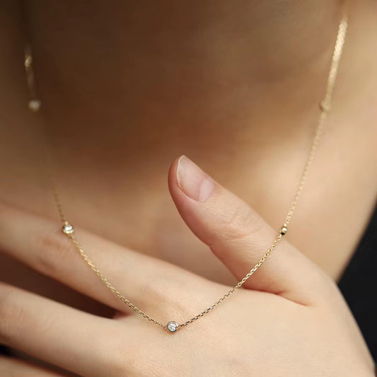 Bezel CZ 4mm Station Necklace