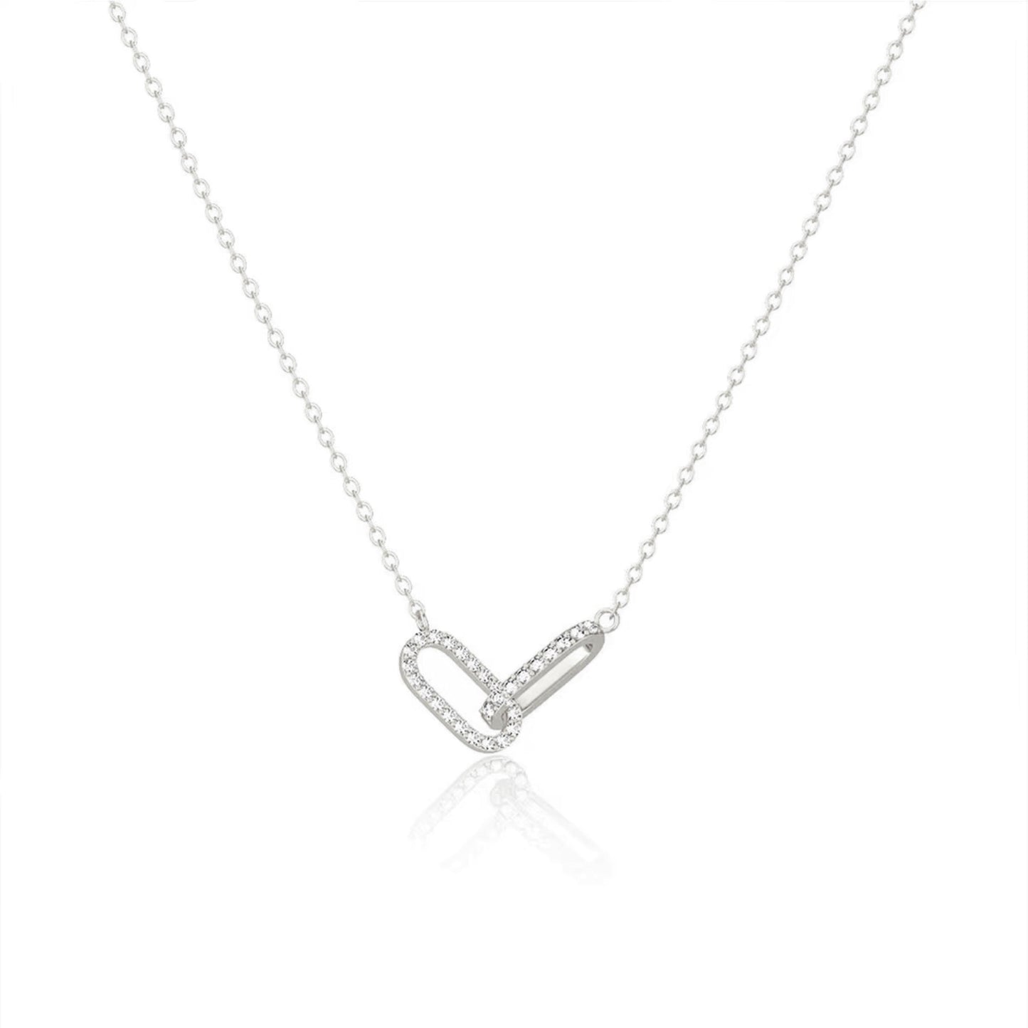 Interlocking Pave Link Cable Necklace