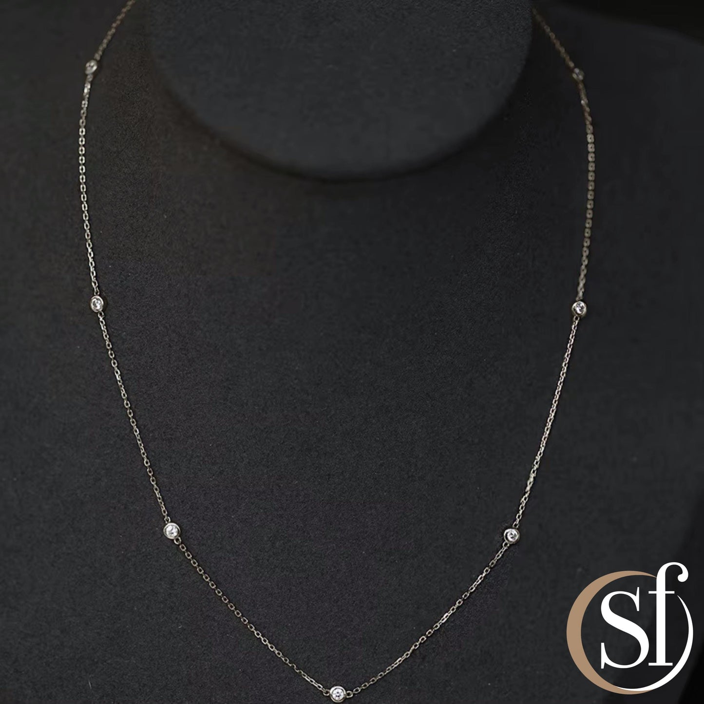 Bezel CZ 4mm Station Necklace
